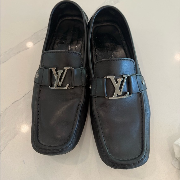 Louis Vuitton Other - Louis Vuitton Dark Leather Slip-On Loafers